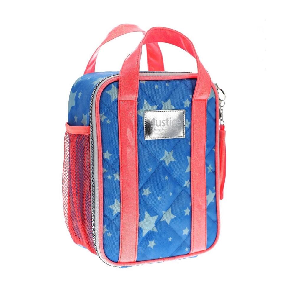 Justice Quilted Denim Stars Insulated Handle Lunch Bag Lunch Tote Lunch Box